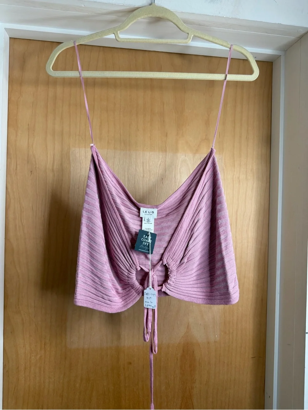 NWT! LELIS Collection Women’s Pink Ribbed Knit Two-Piece Skirt Set. Size: Large